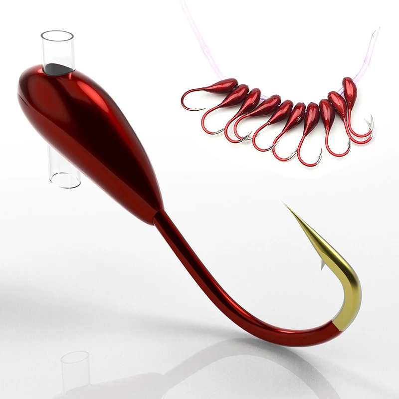 Fishing Hook Barbless - 10/20PCS ฤดูหนาวตะขอตกปลาน้ําแข็งสูงคาร์บอนเหล็ก Barbed Overturned Hook JIG