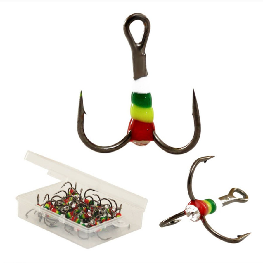 Fishing Hook Assortment - 5pcs40pcs ตกปลาน้ําแข็ง Rainbow Hooks HighCarbon วัสดุเหล็ก