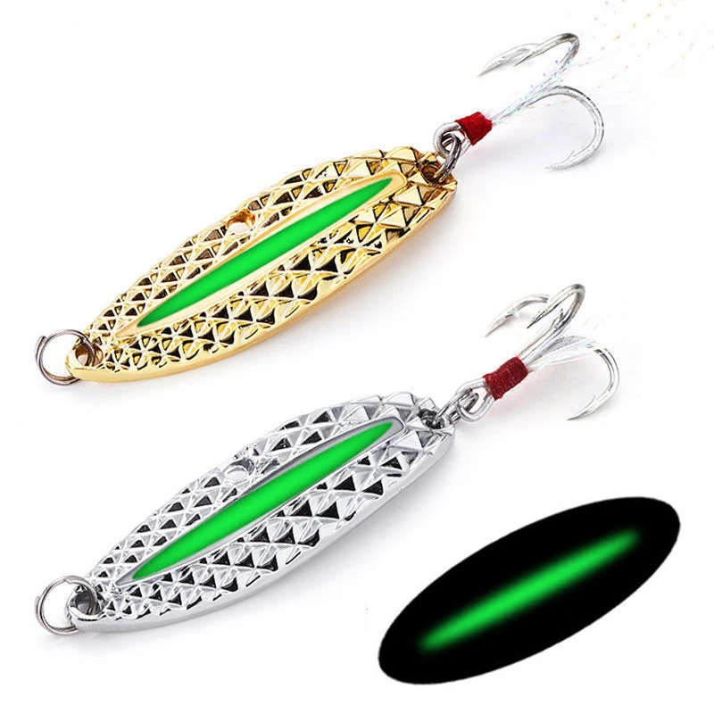 Fishing Hook Treble - 1PC โลหะ Luminous Spinner ช้อนเหยื่อตกปลา 7g