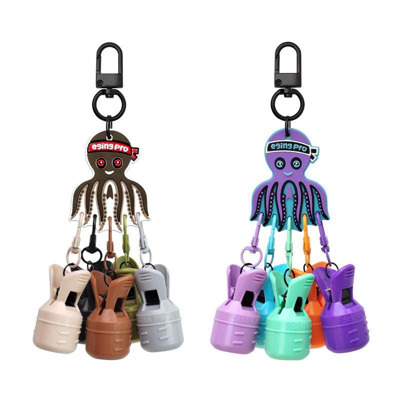 Fishing Hook Jig - ชุด 6 ชิ้น เหยื่อตกปลาหมึกเว็บฟุตพร้อมคาราบิเนอร์ ฝาครอบตะขอ เหยื่อตกปลาหมึกกระดองร่ม