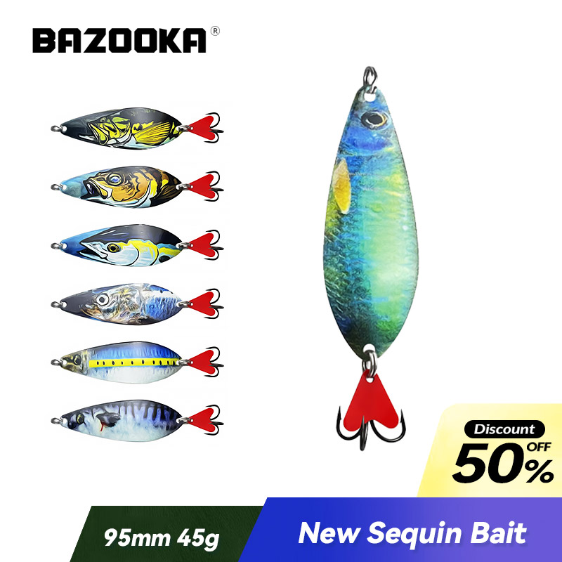 Fishing Hook Size - เหยื่อล่อปลา Bazooka แบบหมุนโลหะขนาดใหญ่95มม./40ก., ช้อนหมุนโลหะเทราต์เหยื่อแบบแข็งมีเสียงรบกวนเทียมตะขอเหล็กรูปใบไม้วิลโลว์
