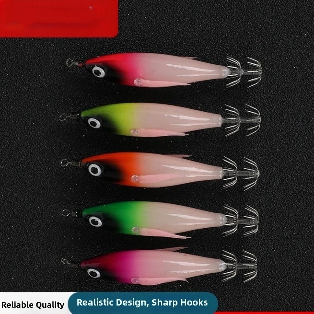 Fishing Hook Size - ชุดเหยื่อตกปลาหมึก 5 ชิ้น สีไล่เฉด คุณภาพสำหรับน้ำเค็ม เหยื่อตกปลาทะเล