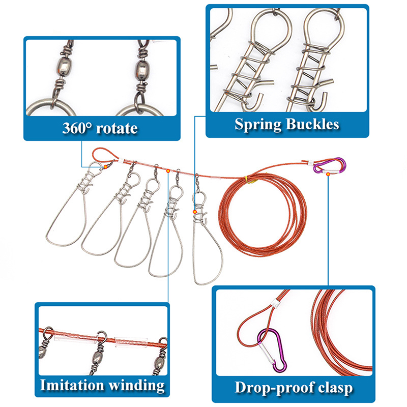 ใหม่【สายล็อคตกปลาสแตนเลสพร้อมต - Fishing Hook Stainless Steel บทวิจารณ์และราคา