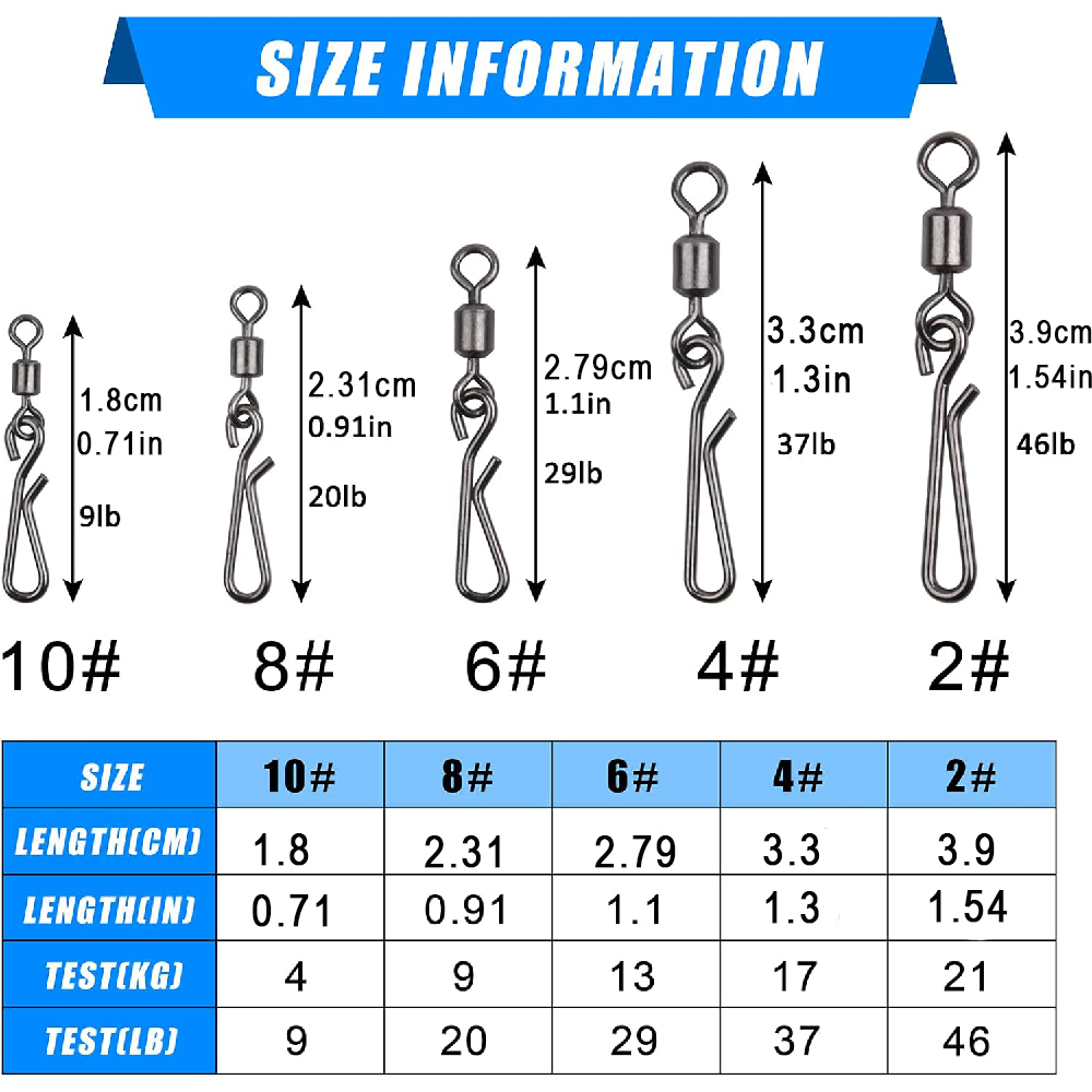 30 ชิ้นหมุนและสแน็ปสําหรับตะขอ - Fishing Hook Stainless Steel บทวิจารณ์และราคา