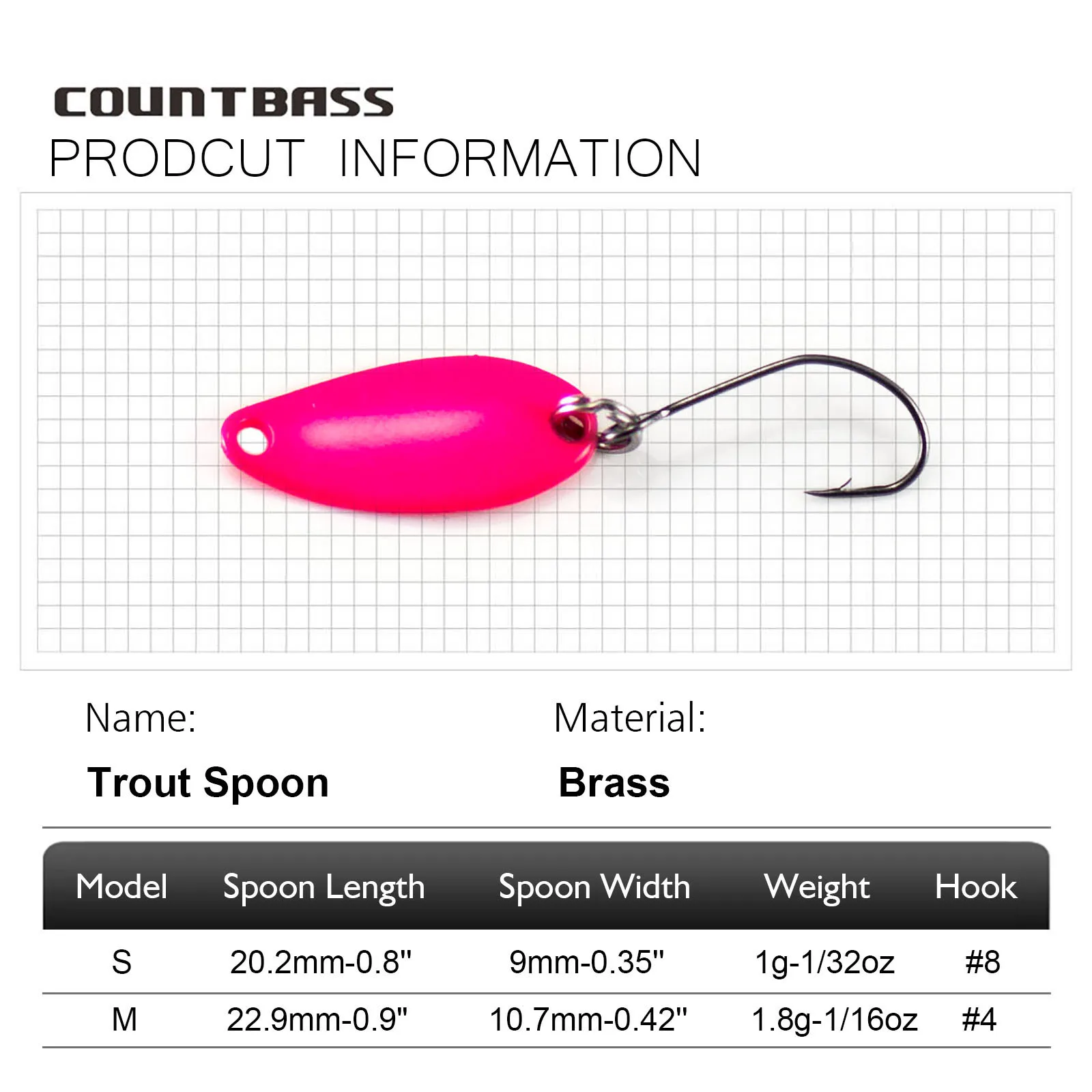 ช้อนปลาเทราท์ Countbass พร้อมต - Fishing Hook Size บทวิจารณ์และราคา